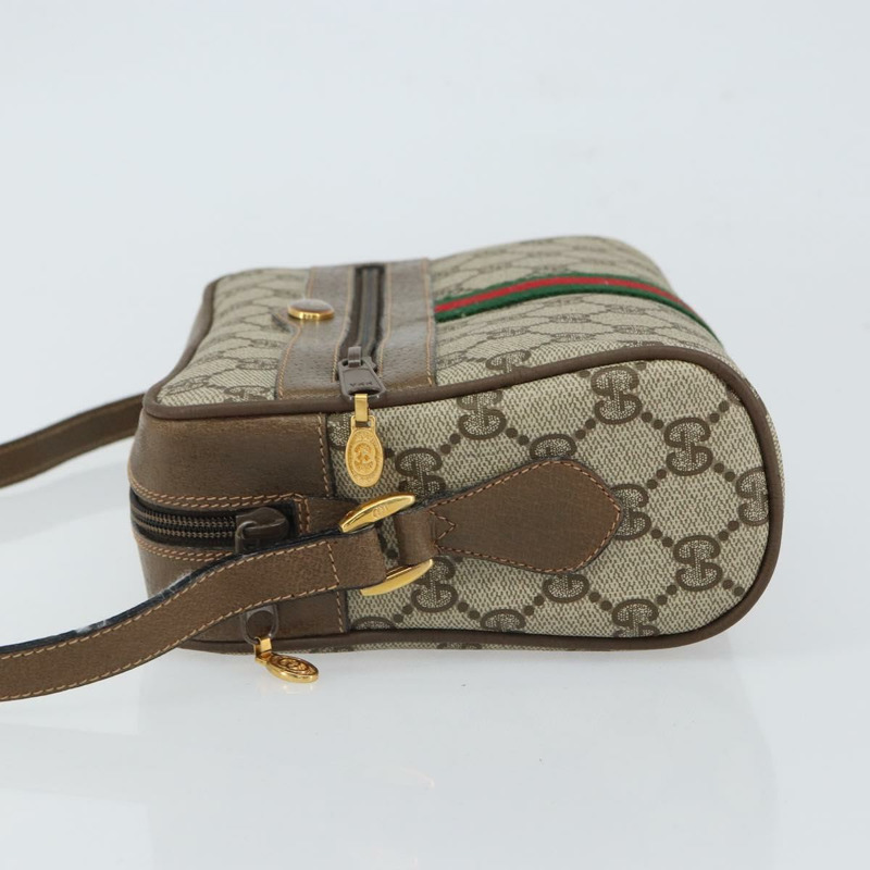 【日本直送】GUCCI GG Supreme Web Sherry Line 單肩包 PVC 米色 68 02 004 Auth am10537-3
