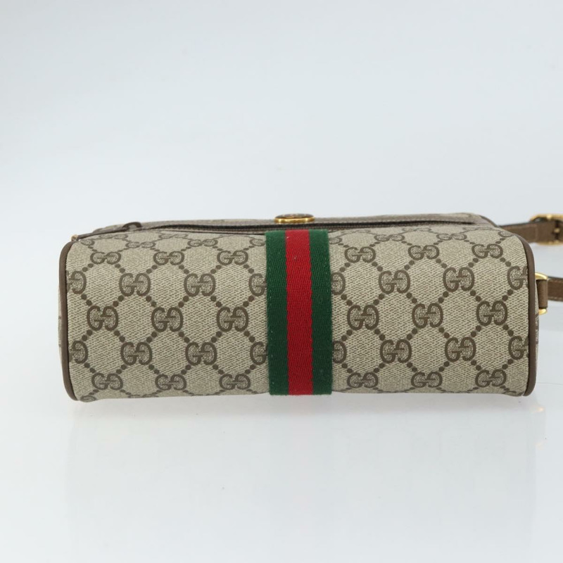 【日本直送】GUCCI GG Supreme Web Sherry Line 單肩包 PVC 米色 68 02 004 Auth am10537-4