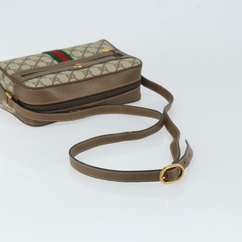 【日本直送】GUCCI GG Supreme Web Sherry Line 單肩包 PVC 米色 68 02 004 Auth am10537-6