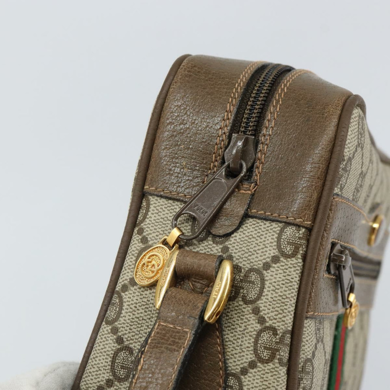 【日本直送】GUCCI GG Supreme Web Sherry Line 單肩包 PVC 米色 68 02 004 Auth am10537-9