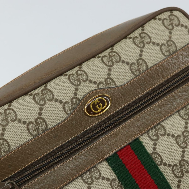 【日本直送】GUCCI GG Supreme Web Sherry Line 單肩包 PVC 米色 68 02 004 Auth am10537-16