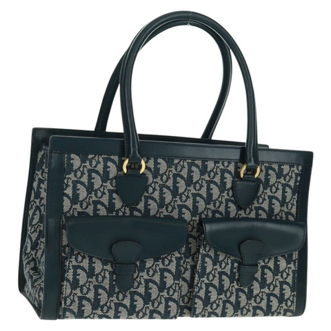 Christian Dior Trotter帆布手提包 海軍藍 金色 正品 mr1942V