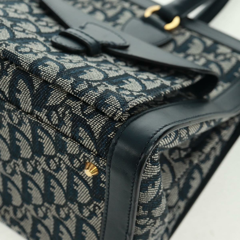 【日本直送】Christian Dior Trotter帆布手提包 海軍藍 金色 正品 mr1942V-14