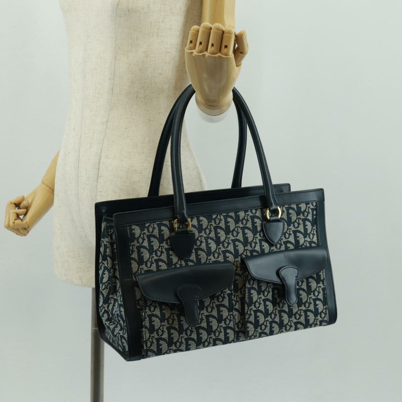 【日本直送】Christian Dior Trotter帆布手提包 海軍藍 金色 正品 mr1942V-25