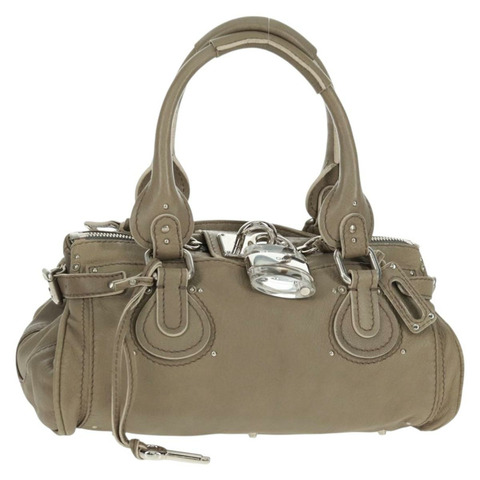Chloe Paddington 手提包 皮革 灰色 金 銀色 正品 am10572V