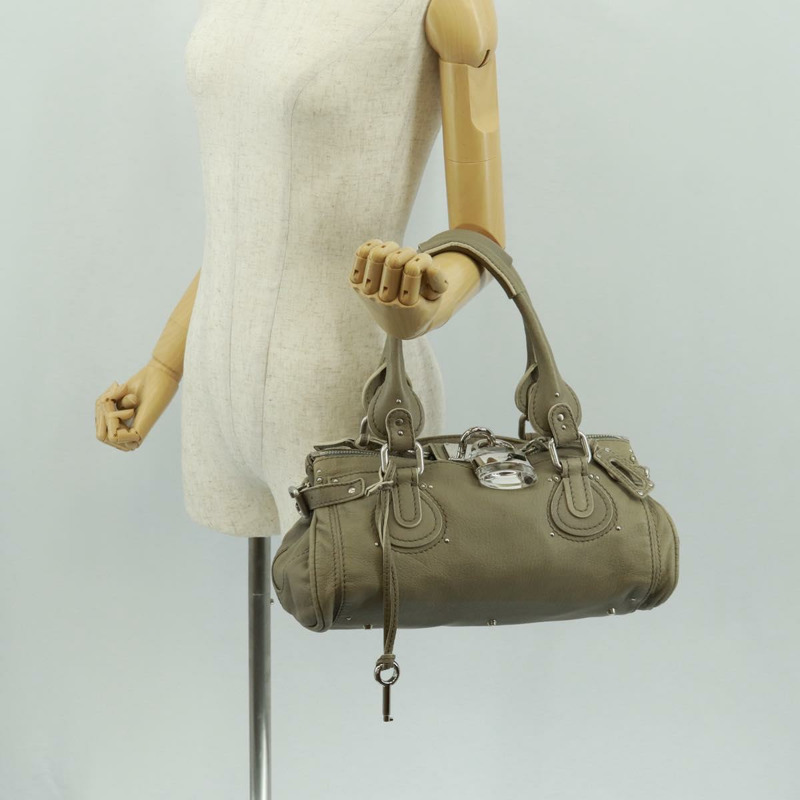 【日本直送】Chloe Paddington 手提包 皮革 灰色 金 銀色 正品 am10572V-26