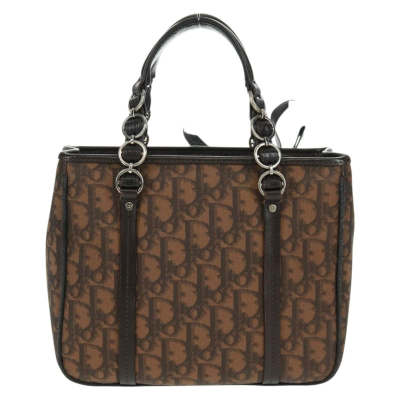 【日本直送】Christian Dior Chain Trotter帆布手提包 PVC棕色銀色 正品 am10565V-1