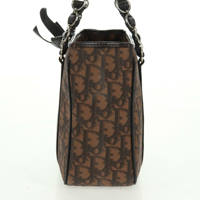 【日本直送】Christian Dior Chain Trotter帆布手提包 PVC棕色銀色 正品 am10565V-2