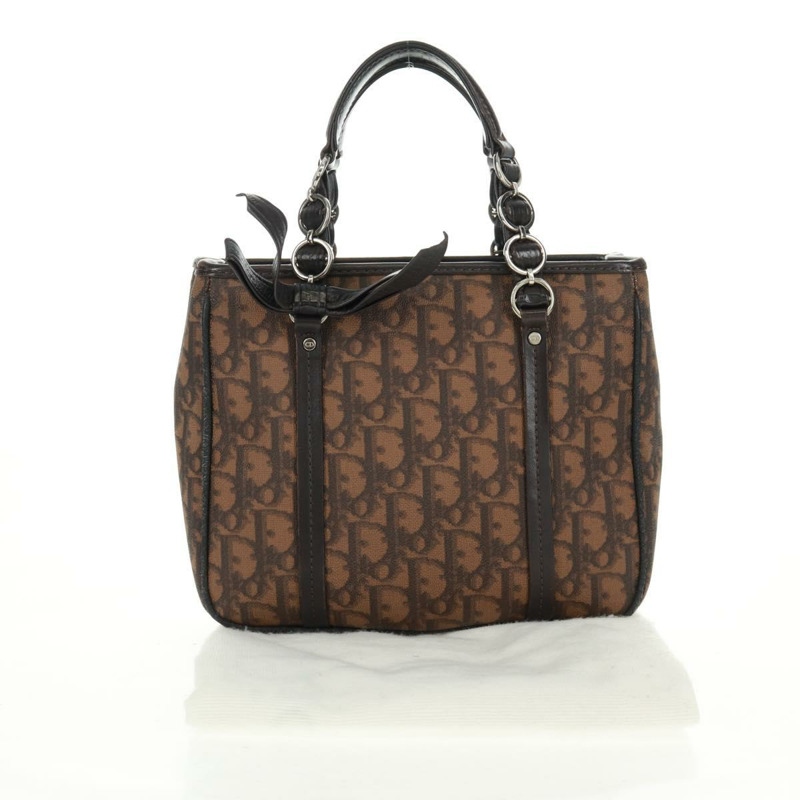 【日本直送】Christian Dior Chain Trotter帆布手提包 PVC棕色銀色 正品 am10565V-11
