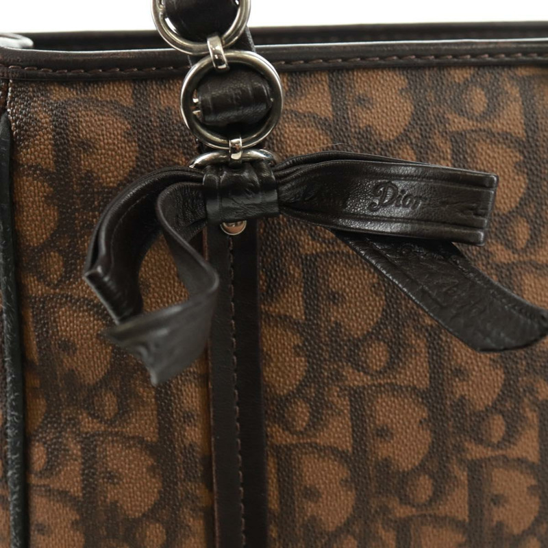 【日本直送】Christian Dior Chain Trotter帆布手提包 PVC棕色銀色 正品 am10565V-16