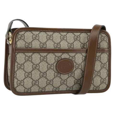 GUCCI GG Supreme 單肩包 PVC 米色 金色 658572 正品 ka1650M