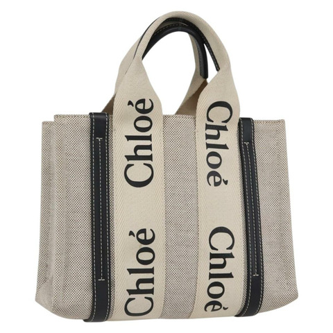 Chloe Woody 小號手提包 帆布 米色 正品 ka1636V