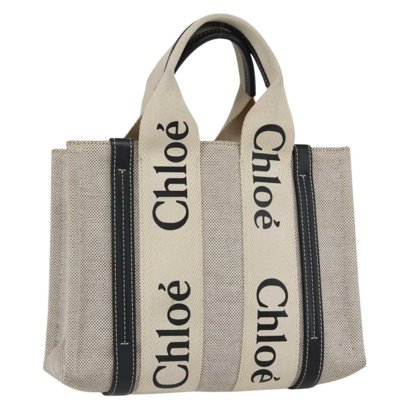 【日本直送】Chloe Woody 小號手提包 帆布 米色 正品 ka1636V-0