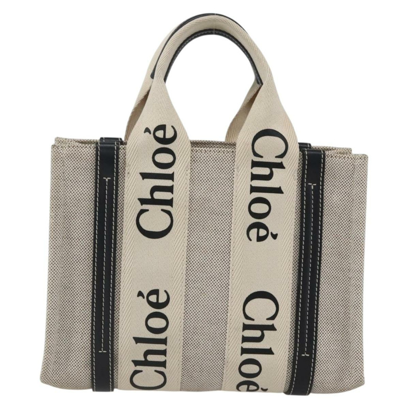 【日本直送】Chloe Woody 小號手提包 帆布 米色 正品 ka1636V-1