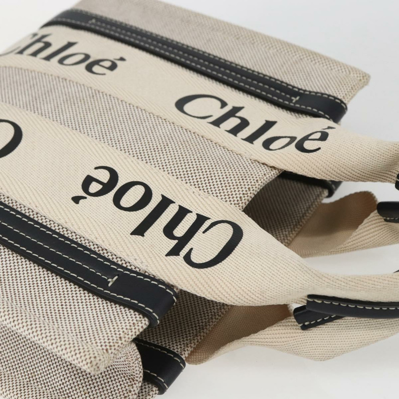 【日本直送】Chloe Woody 小號手提包 帆布 米色 正品 ka1636V-5