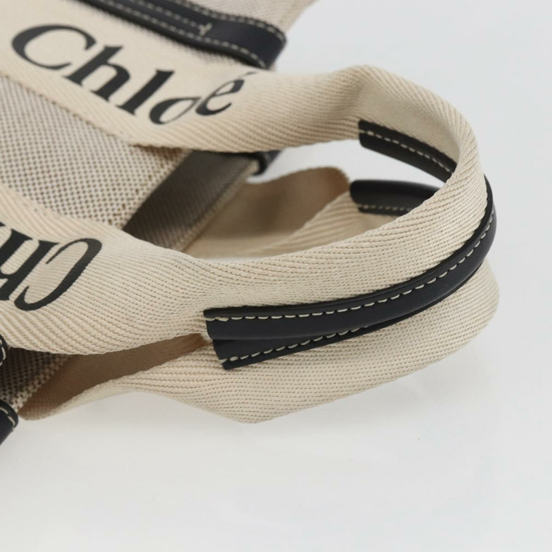【日本直送】Chloe Woody 小號手提包 帆布 米色 正品 ka1636V-6