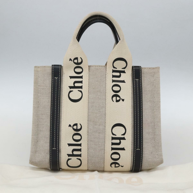 【日本直送】Chloe Woody 小號手提包 帆布 米色 正品 ka1636V-11