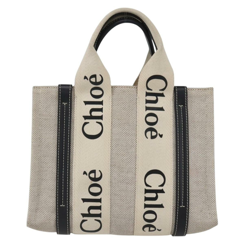 【日本直送】Chloe Woody 小號手提包 帆布 米色 正品 ka1636V-12