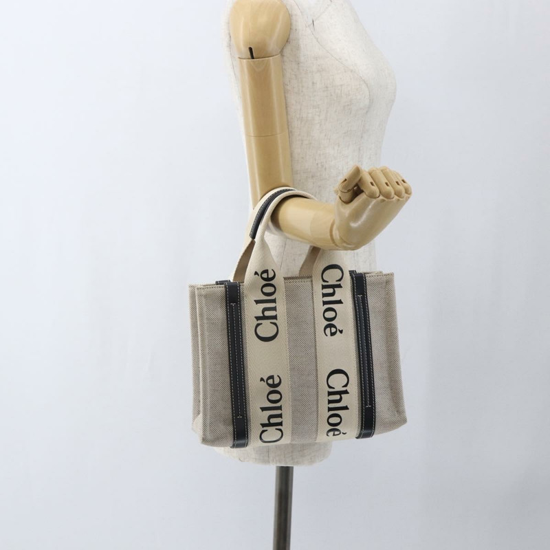 【日本直送】Chloe Woody 小號手提包 帆布 米色 正品 ka1636V-20