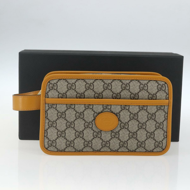 【日本直送】GUCCI GG Supreme 手拿包 PVC 米色金色 625764 正品 ka1692V-11