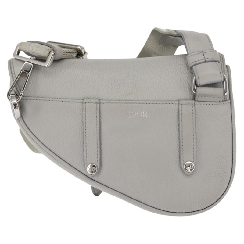 【日本直送】Christian Dior 馬鞍包 斜背包 皮革 灰色 銀色 正品 ka1665V-1