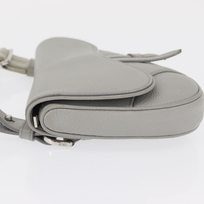 【日本直送】Christian Dior 馬鞍包 斜背包 皮革 灰色 銀色 正品 ka1665V-3