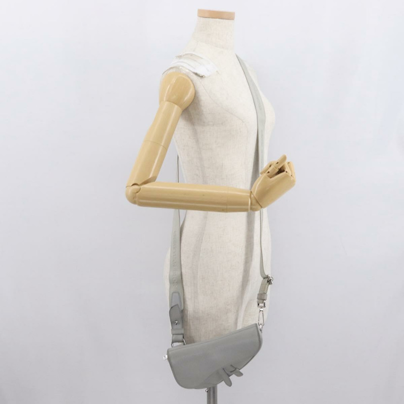 【日本直送】Christian Dior 馬鞍包 斜背包 皮革 灰色 銀色 正品 ka1665V-24