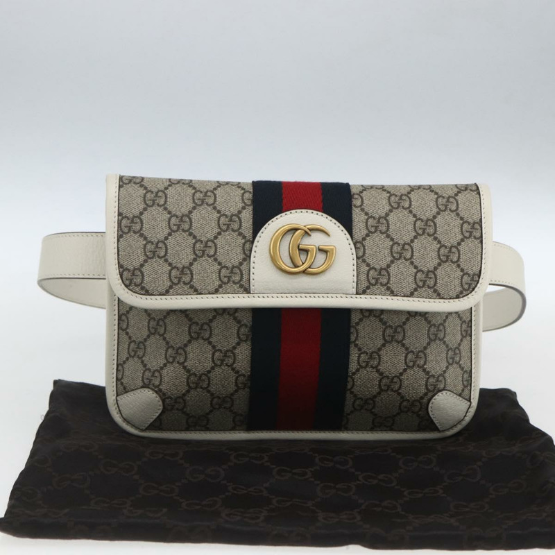【日本直送】GUCCI GG Supreme Sherry Line GG Marmont 腰包 PVC 米色 正品 ka1681M-11