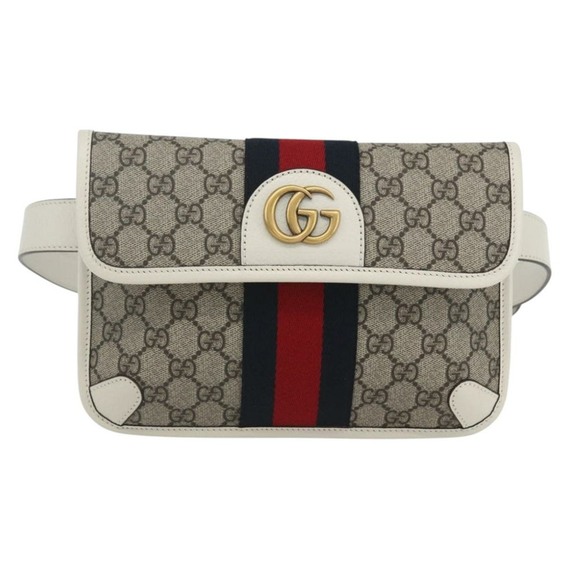 【日本直送】GUCCI GG Supreme Sherry Line GG Marmont 腰包 PVC 米色 正品 ka1681M-12