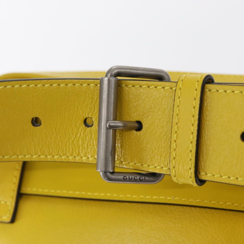 【日本直送】GUCCI 腰包 皮革 黃色 銀色 598080 正品 ka1647M-8