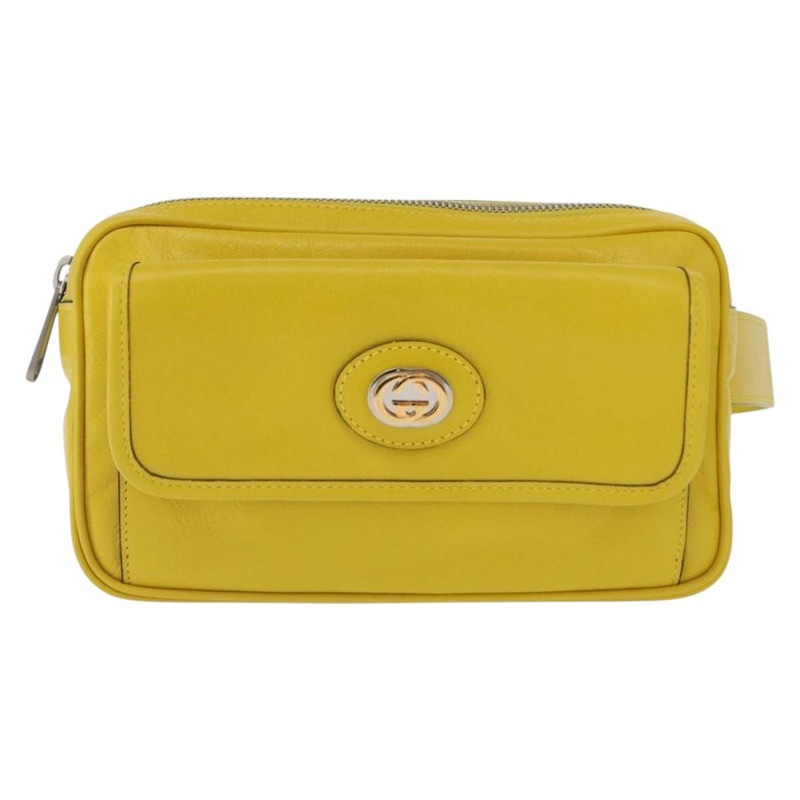 【日本直送】GUCCI 腰包 皮革 黃色 銀色 598080 正品 ka1647M-12