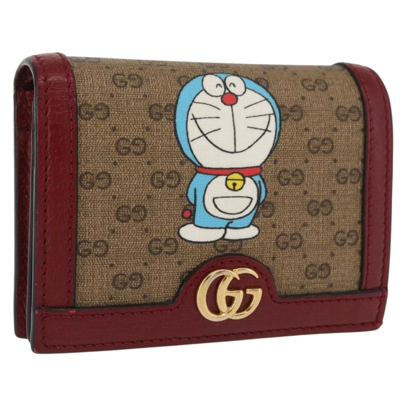 【日本直送】GUCCI Micro GG Supreme哆啦A夢錢包 PVC 米色 金色 647788 正品 165954SAM-0