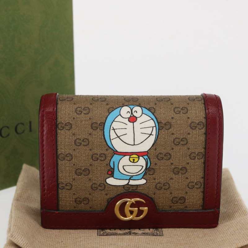 【日本直送】GUCCI Micro GG Supreme哆啦A夢錢包 PVC 米色 金色 647788 正品 165954SAM-11