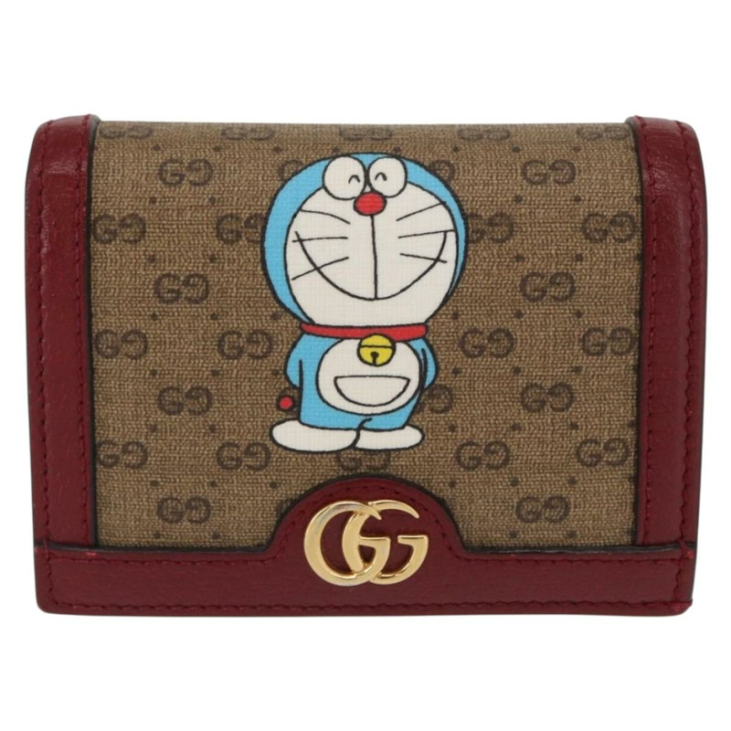 【日本直送】GUCCI Micro GG Supreme哆啦A夢錢包 PVC 米色 金色 647788 正品 165954SAM-12
