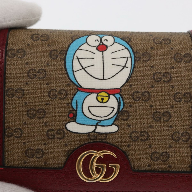 【日本直送】GUCCI Micro GG Supreme哆啦A夢錢包 PVC 米色 金色 647788 正品 165954SAM-16