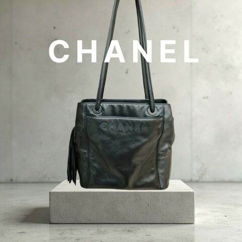 【🐴馬上下單最優惠】🧧限時降價至2/11（原$33800）㊣✨CHANEL✨香奈兒 黑色 老香 小香 雷標 保卡 琥珀 流蘇 托特包 肩背包 文件包/二手包/二手精品🌳二手樹屋🌳
