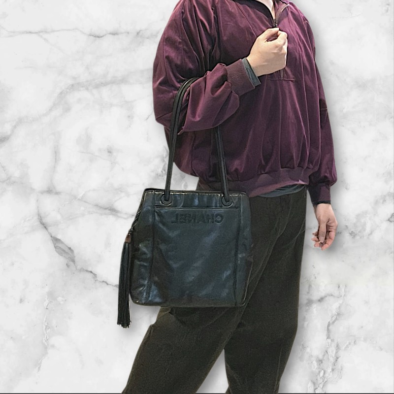 【🐴馬上下單最優惠】🧧限時降價至2/11（原$33800）㊣✨CHANEL✨香奈兒 黑色 老香 小香 雷標 保卡 琥珀 流蘇 托特包 肩背包 文件包/二手包/二手精品🌳二手樹屋🌳-61