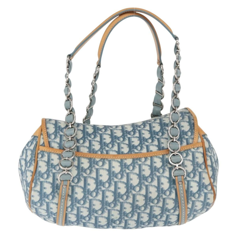 【日本直送】Christian Dior Trotter帆布浪漫手袋 PVC藍銀色 正品 165915SM-1