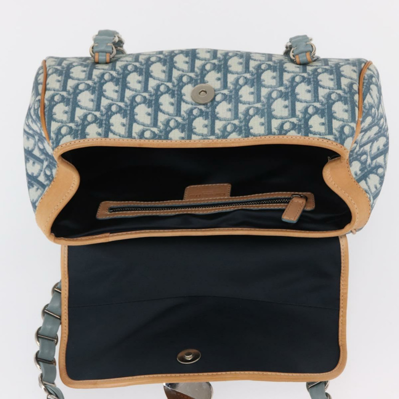 【日本直送】Christian Dior Trotter帆布浪漫手袋 PVC藍銀色 正品 165915SM-8