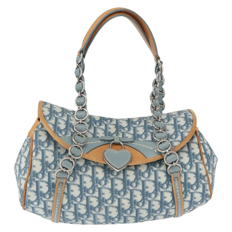 【日本直送】Christian Dior Trotter帆布浪漫手袋 PVC藍銀色 正品 165915SM-12