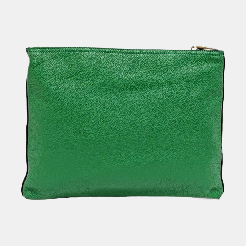 GUCCI Print中號綠色牛皮印花手拿包金色五金-4