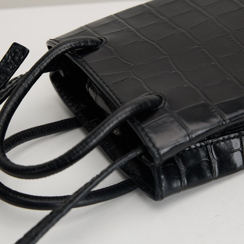 二手Balenciaga 鱷魚壓紋手機包/黑-9