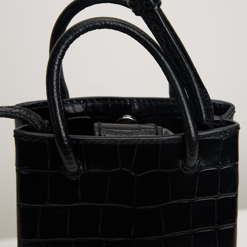 二手Balenciaga 鱷魚壓紋手機包/黑-13