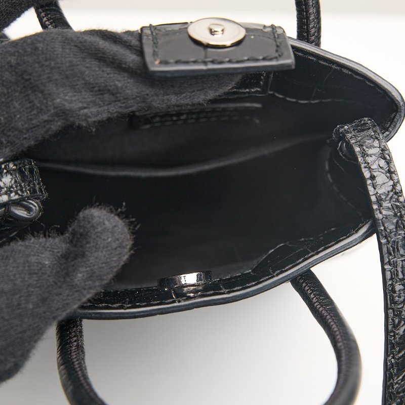 二手Balenciaga 鱷魚壓紋手機包/黑-14