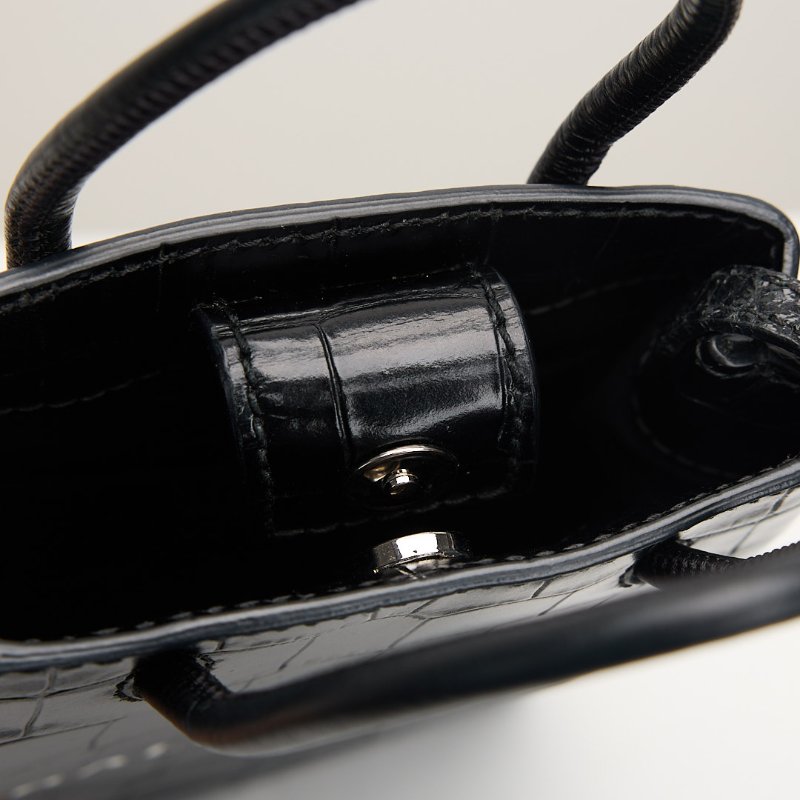 二手Balenciaga 鱷魚壓紋手機包/黑-15