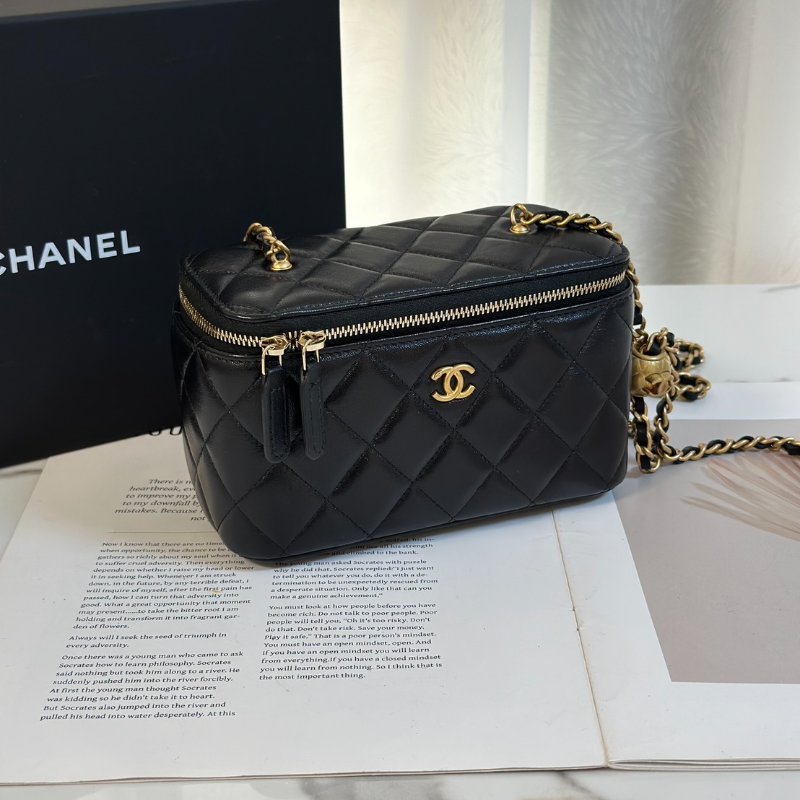 CHANEL 金球羊皮長盒子 - 黑金-3