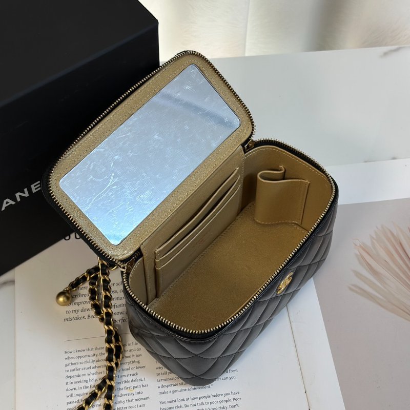 CHANEL 金球羊皮長盒子 - 黑金-7