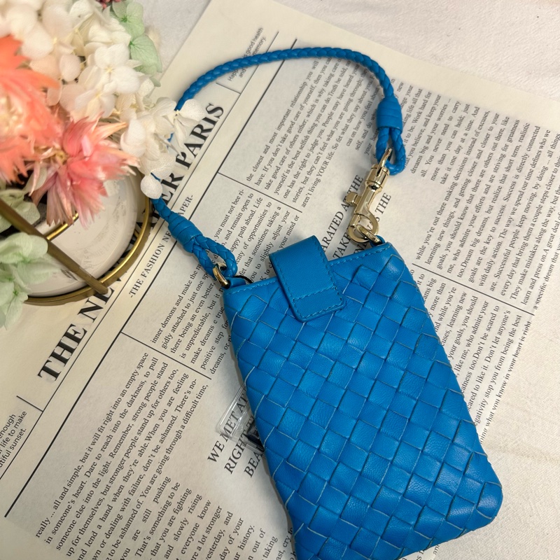Bottega Veneta 中古藍色小編織多功能手機包-0