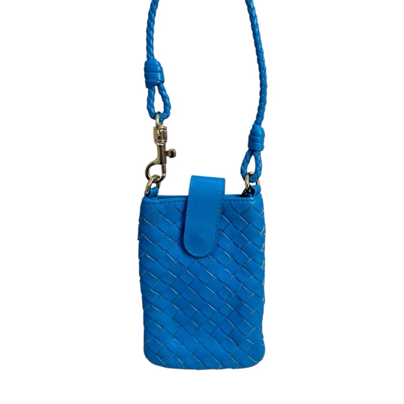 Bottega Veneta 中古藍色小編織多功能手機包-1