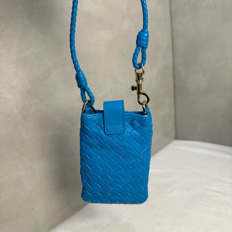 Bottega Veneta 中古藍色小編織多功能手機包-2
